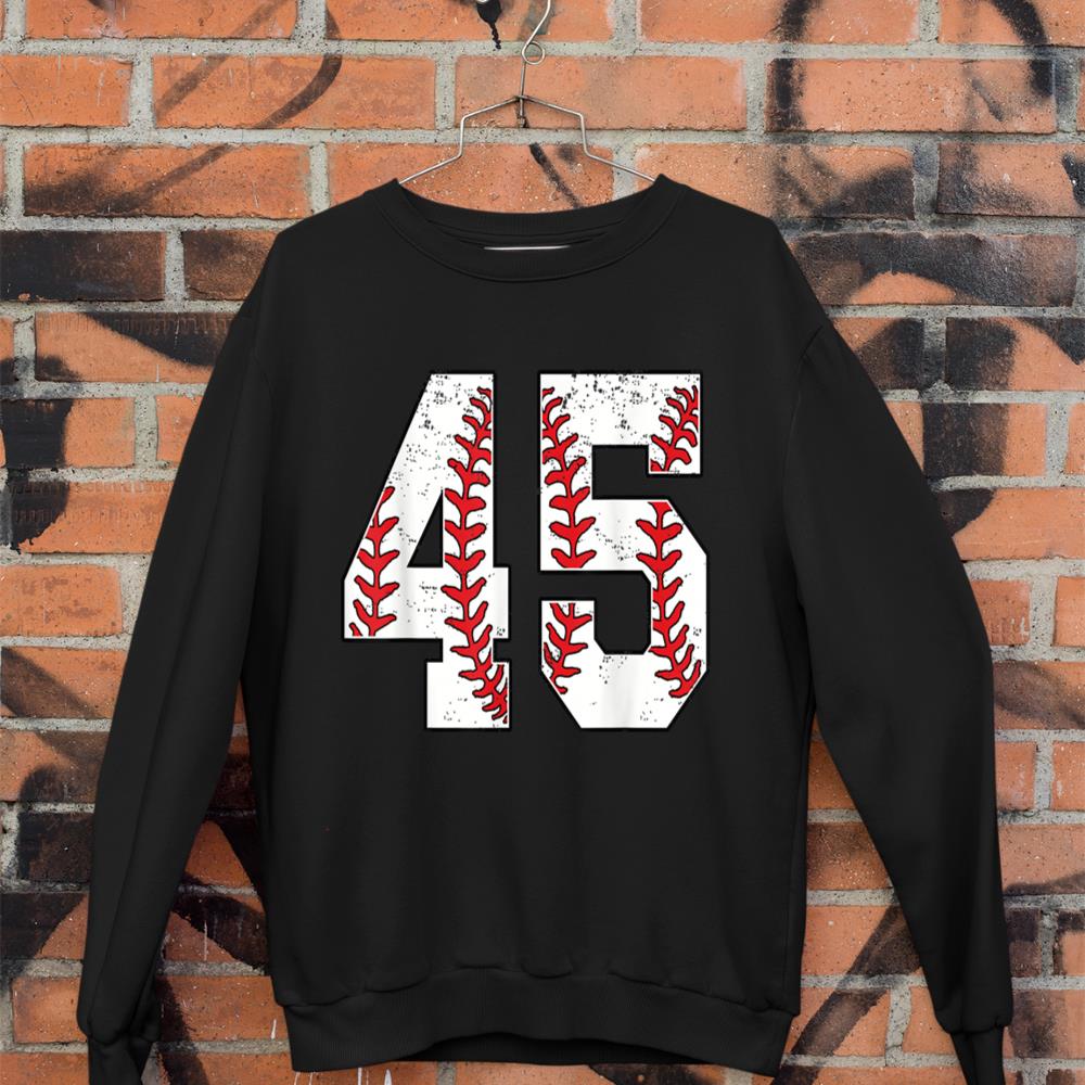 Number #45 Baseball 45 Jersey Number Baseball Lover Sweatshirt