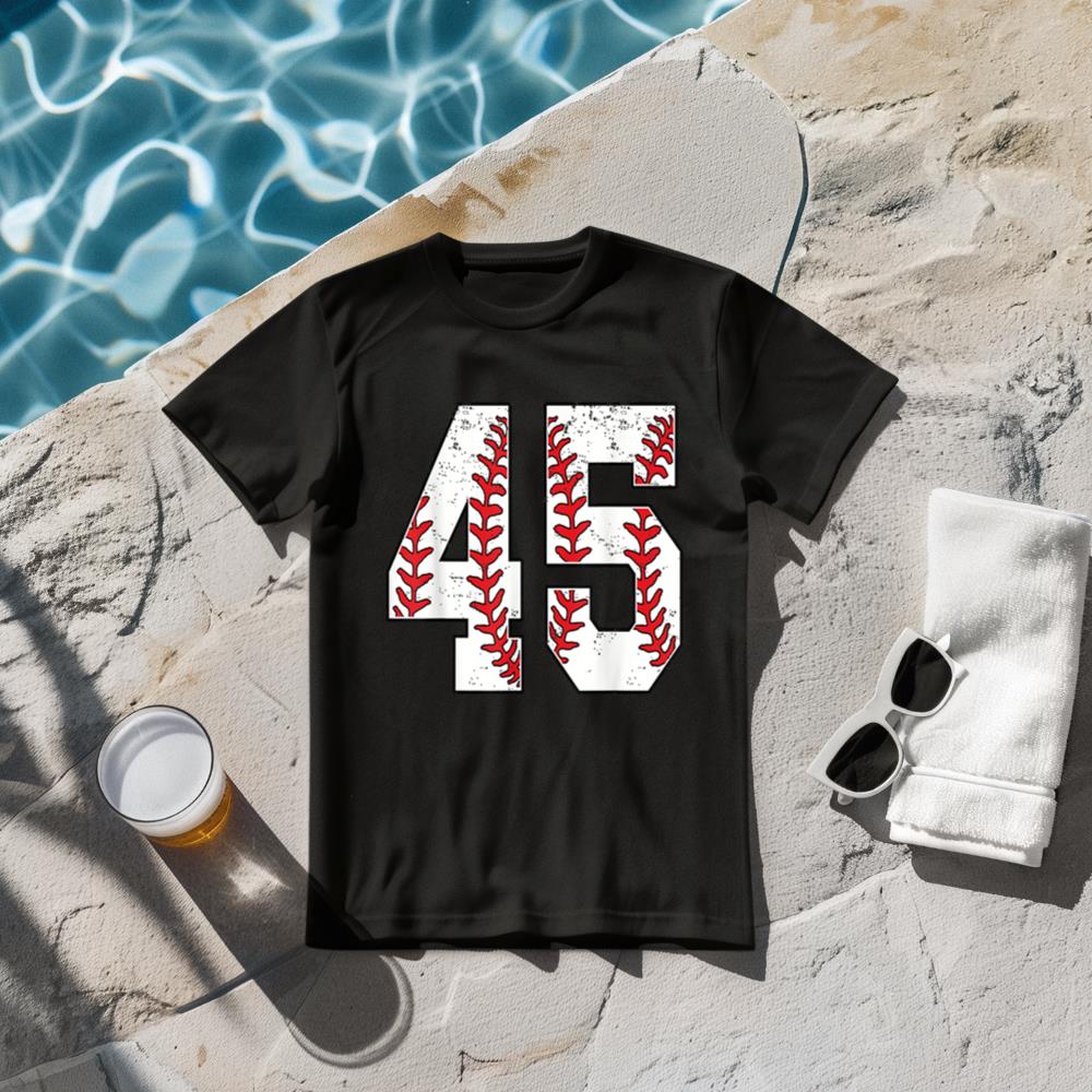 Number #45 Baseball 45 Jersey Number Baseball Lover T-Shirt