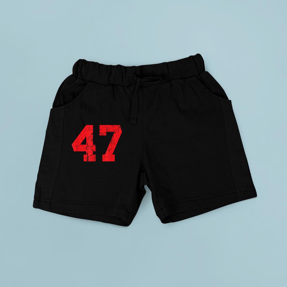 Number #47 Red Distressed Varsity Number Short