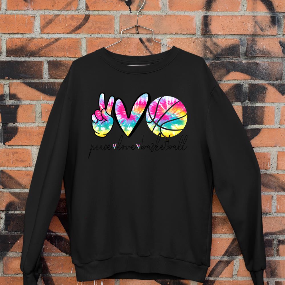 Peace Love Basketball Tie Dye Cute Basketball Lover Sweatshirt