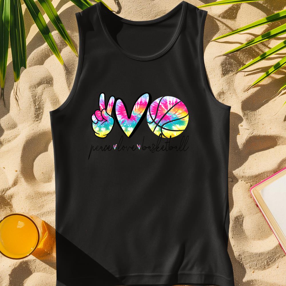 Peace Love Basketball Tie Dye Cute Basketball Lover Tank Top