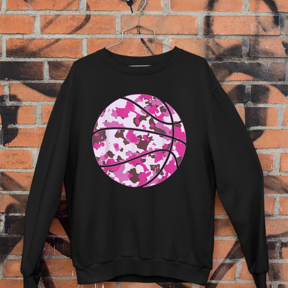 Pink Basketball Camo - Pink Camouflage Basketball Sweatshirt