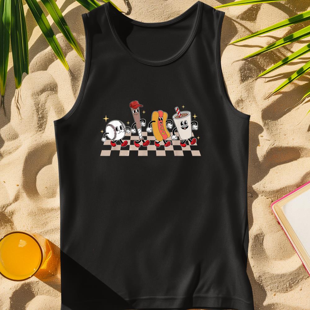 Retro Baseball Food and Drink Baseball Season Lover Funny Tank Top