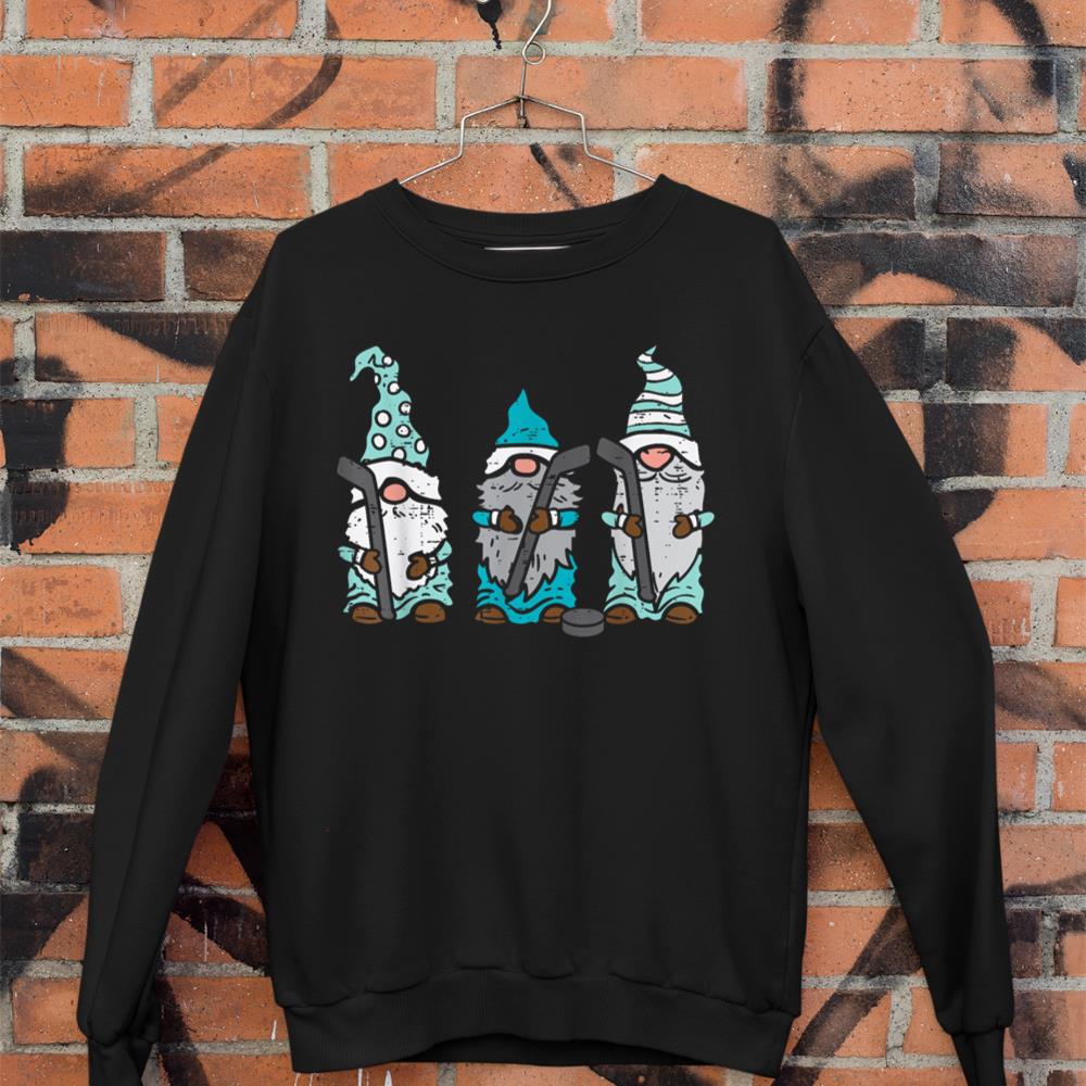 Three Nordic Gnomes Ice Hockey Tomte Nisse Player Goalie Sweatshirt