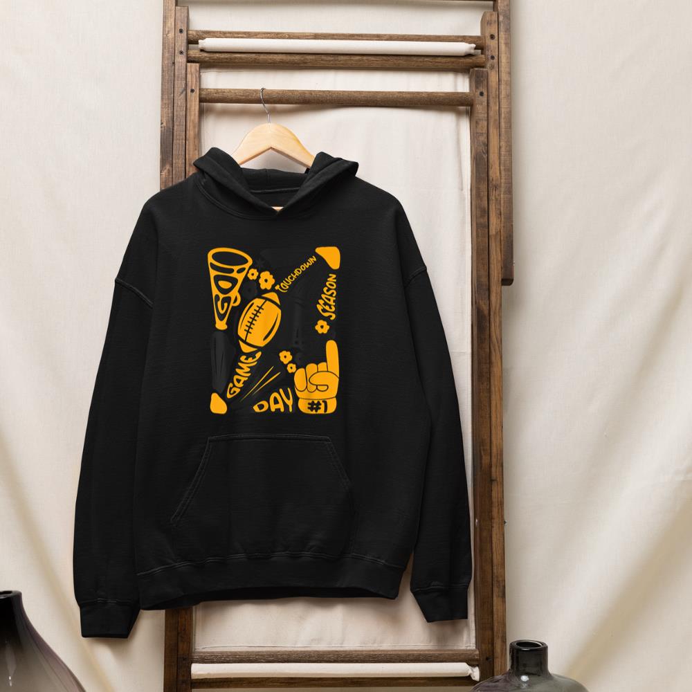 Touchdown Season American Football Game Day Yellow Black Hoodie
