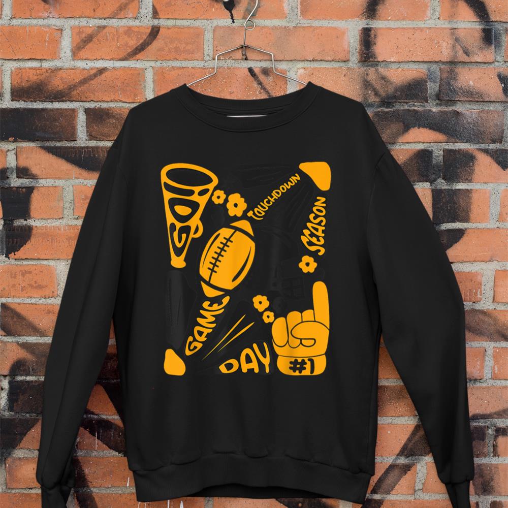 Touchdown Season American Football Game Day Yellow Black Sweatshirt