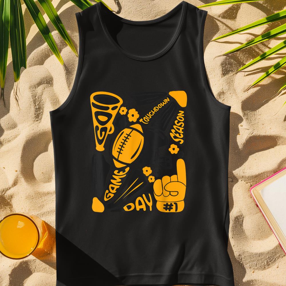 Touchdown Season American Football Game Day Yellow Black Tank Top