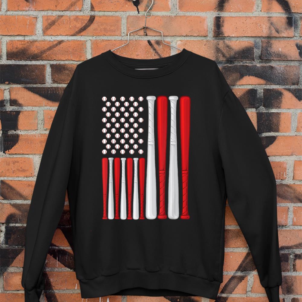 USA Flag - American Baseball Flag - Vintage Baseball Flag Sweatshirt