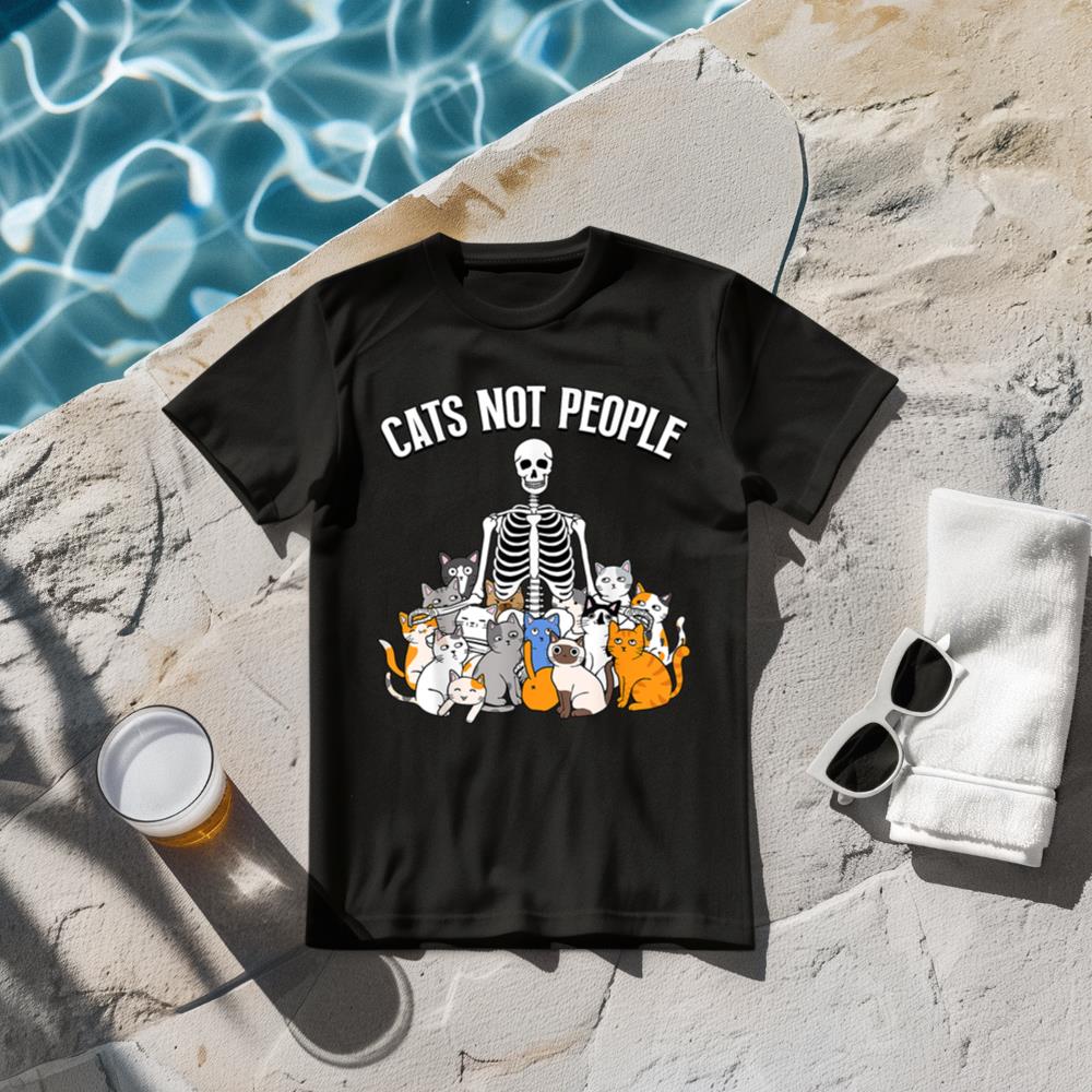 Cats Not People Funny Cat Lover Cute Kitten Skeleton Graphic T-Shirt