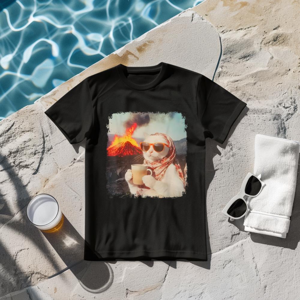 Meme I'm Just A Chill Cat Cool Cat With Coffee By Volcano T-Shirt