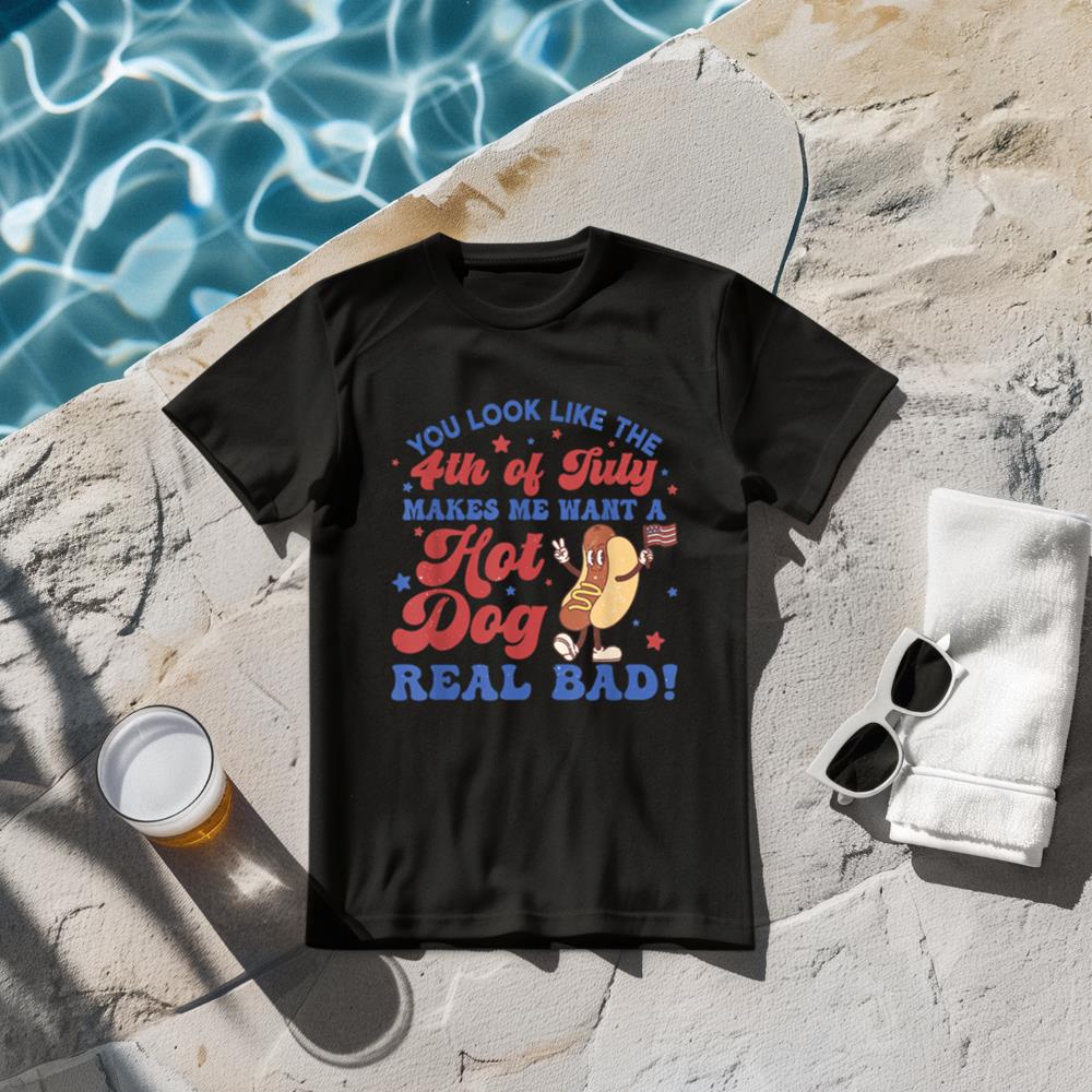 Retro You Look Like The 4th Of July Hot Dog Toddler Kids T-Shirt