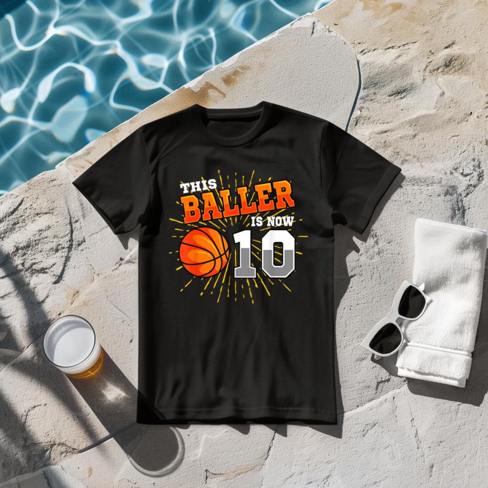 This Baller Is Now 10 Basketball 10th Birthday Party T-Shirt