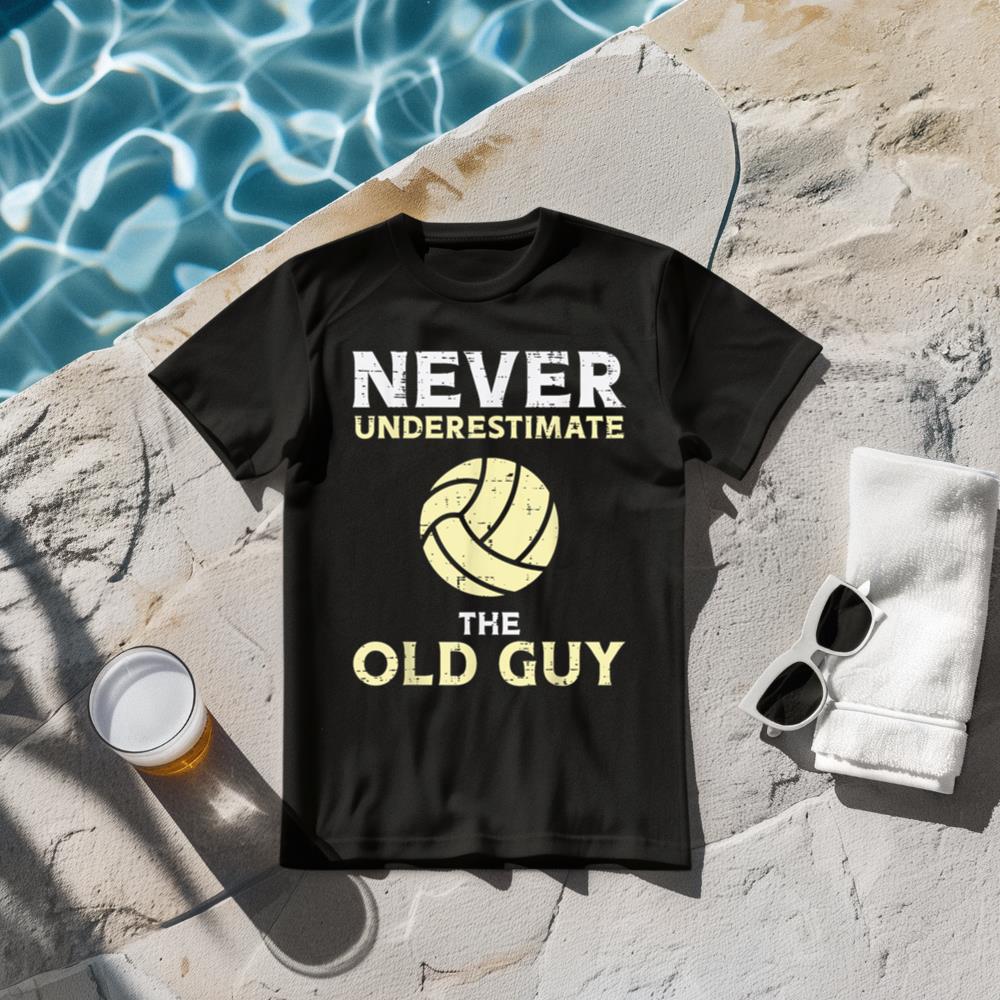Never Underestimate Old Guy Volleyball Coach Dad Grandpa Men T-Shirt