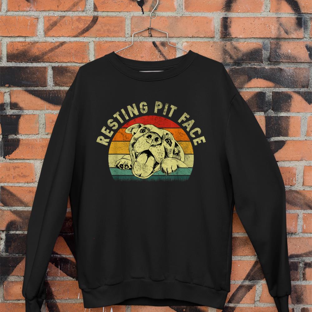 Retro Vintage Resting Pit Face Pitbull Funny Dog Lovers Gift Sweatshirt