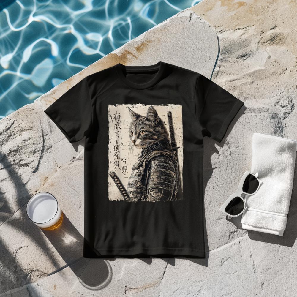 Samurai Cat Warrior Japanese Ukiyo-e Artwork Cat Samurai 3 T-Shirt