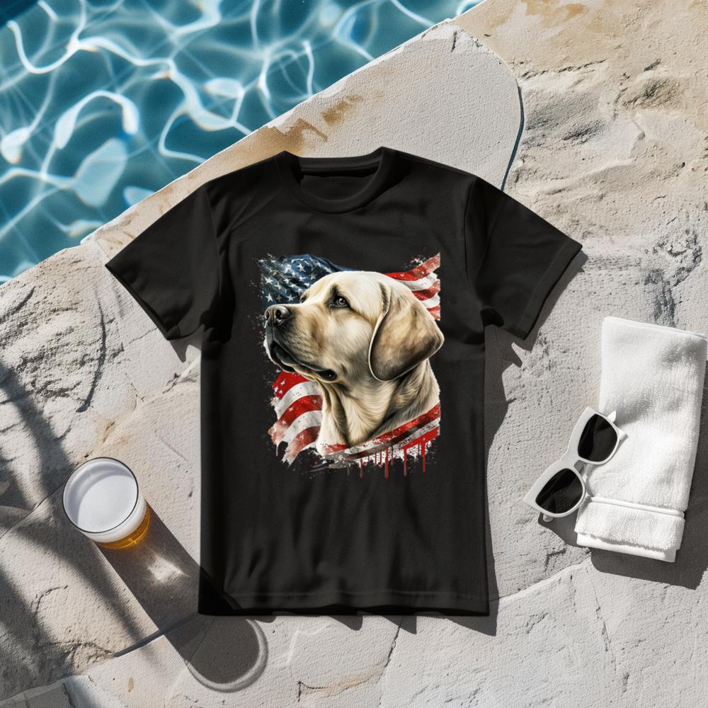 Yellow Lab with the American Flag T-Shirt