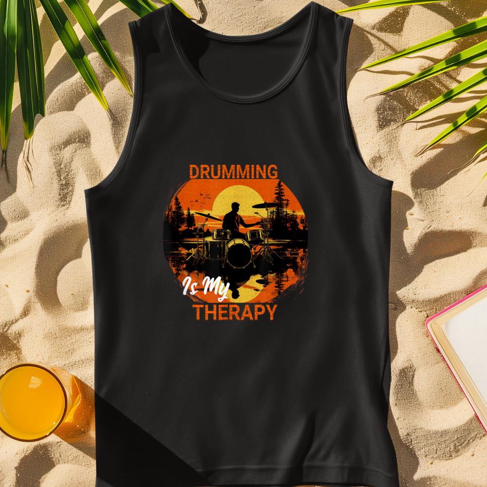 Drummer Drums Drumsticks Musician Drumming Is My Therapy Tank Top