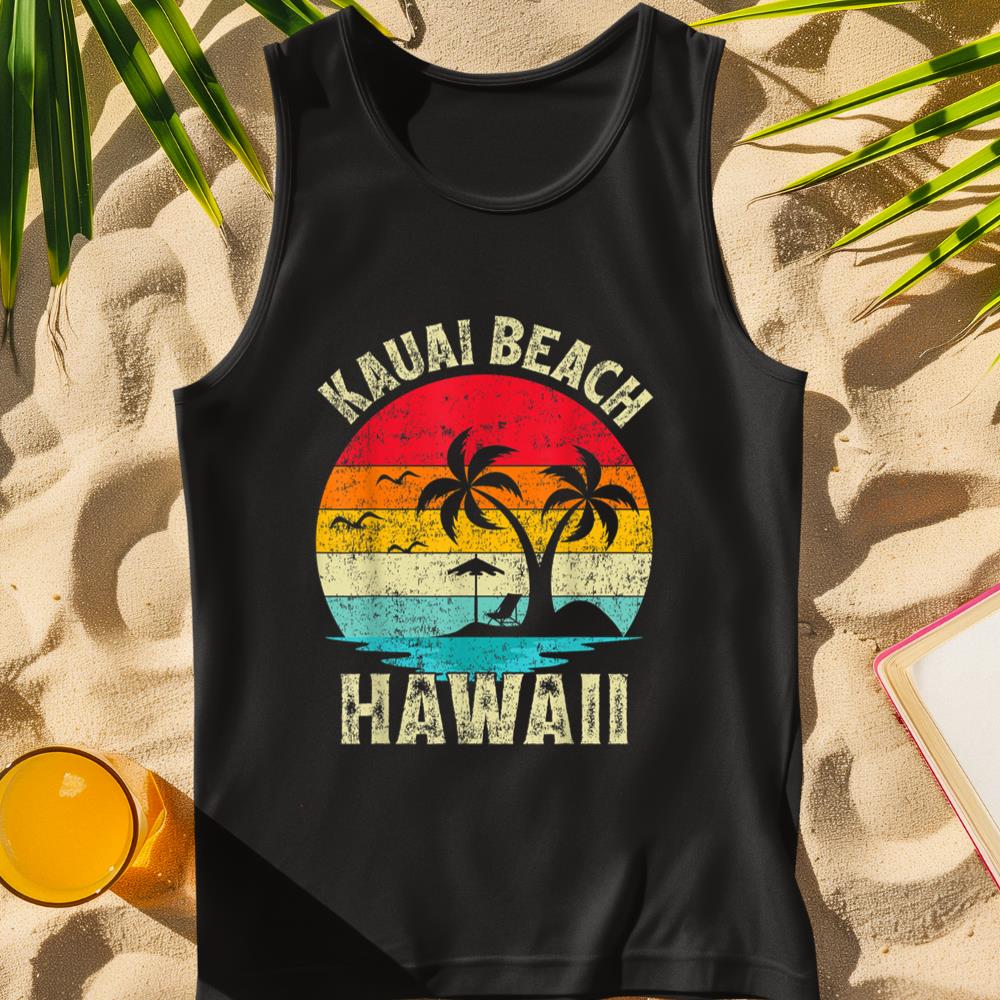 Family Vacation Vintage Retro Hawaii Kauai Beach Tank Top