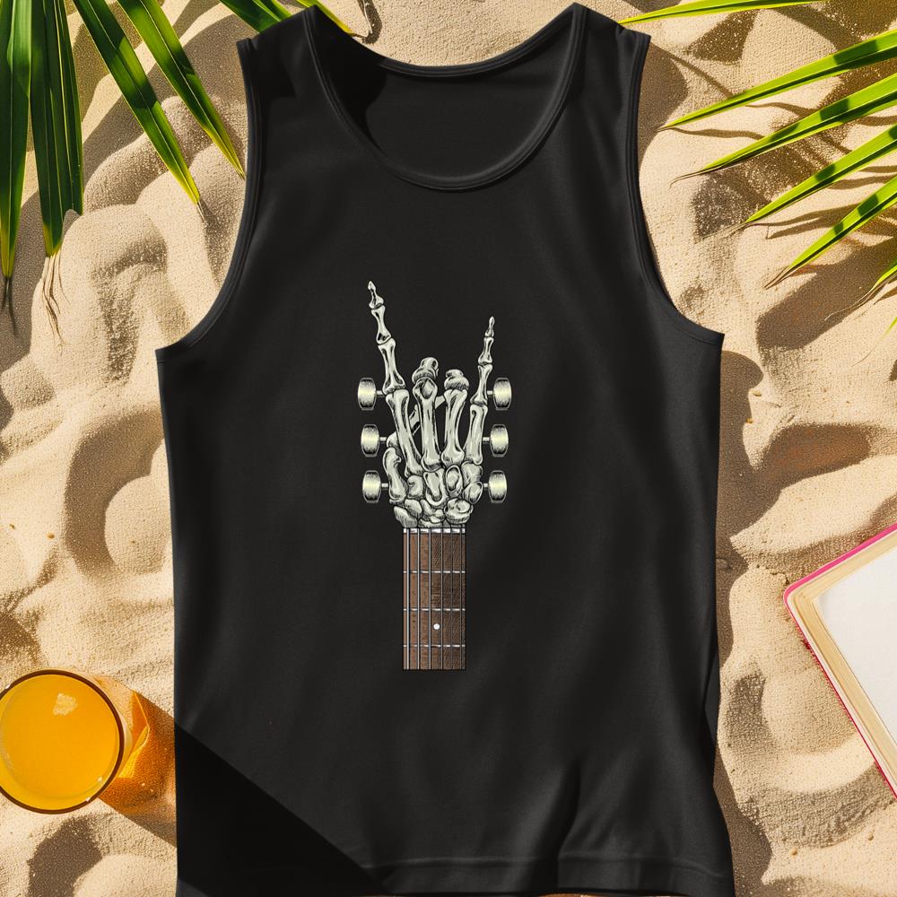 Rock On Skeleton Hand Guitar Rock & Roll Men Women Rock Band Tank Top