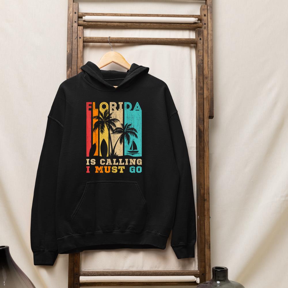 Vintage Summer Beach Sun Florida Is Calling I Must Go Beach Hoodie