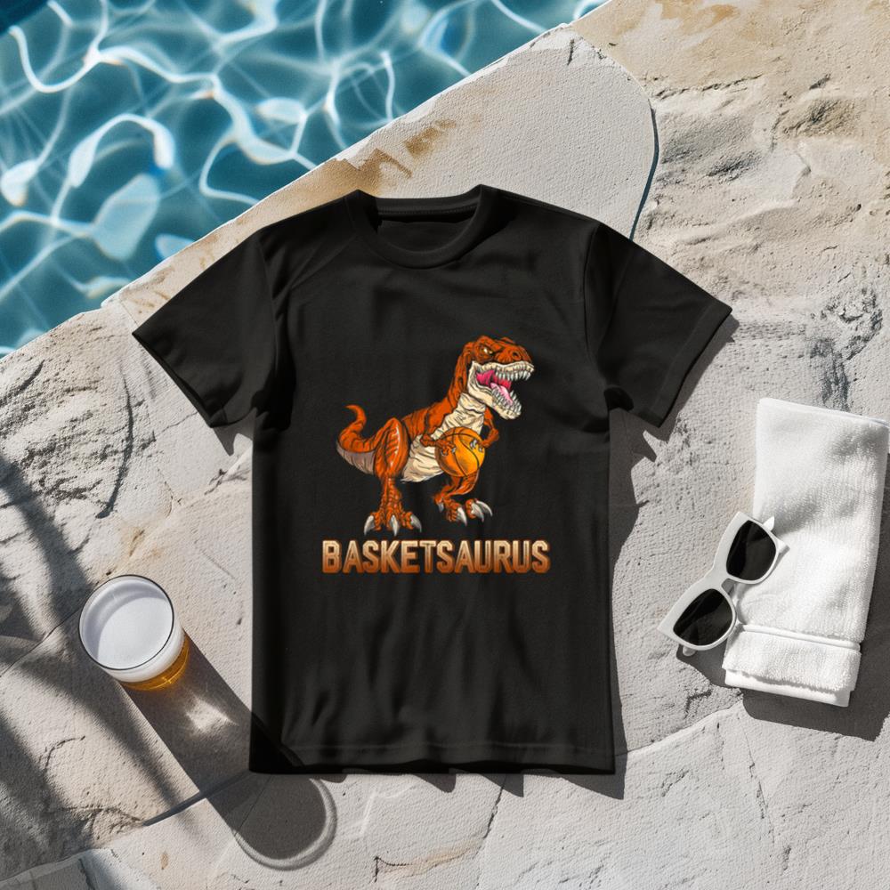 BasketSaurus Dinosaur Baller T-rex Dino Playing Basketball T-Shirt