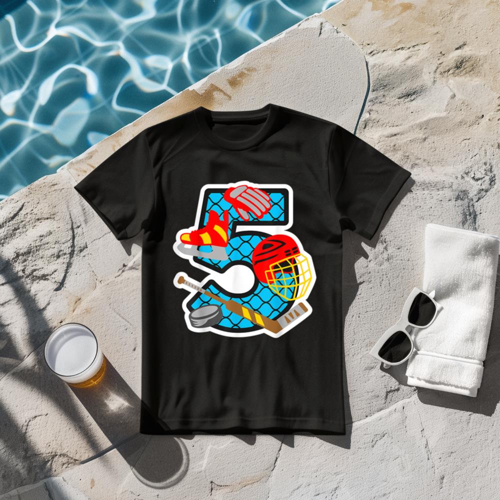 Ice Hockey 5th birthday party Number 5 - 5 years birthday T-Shirt