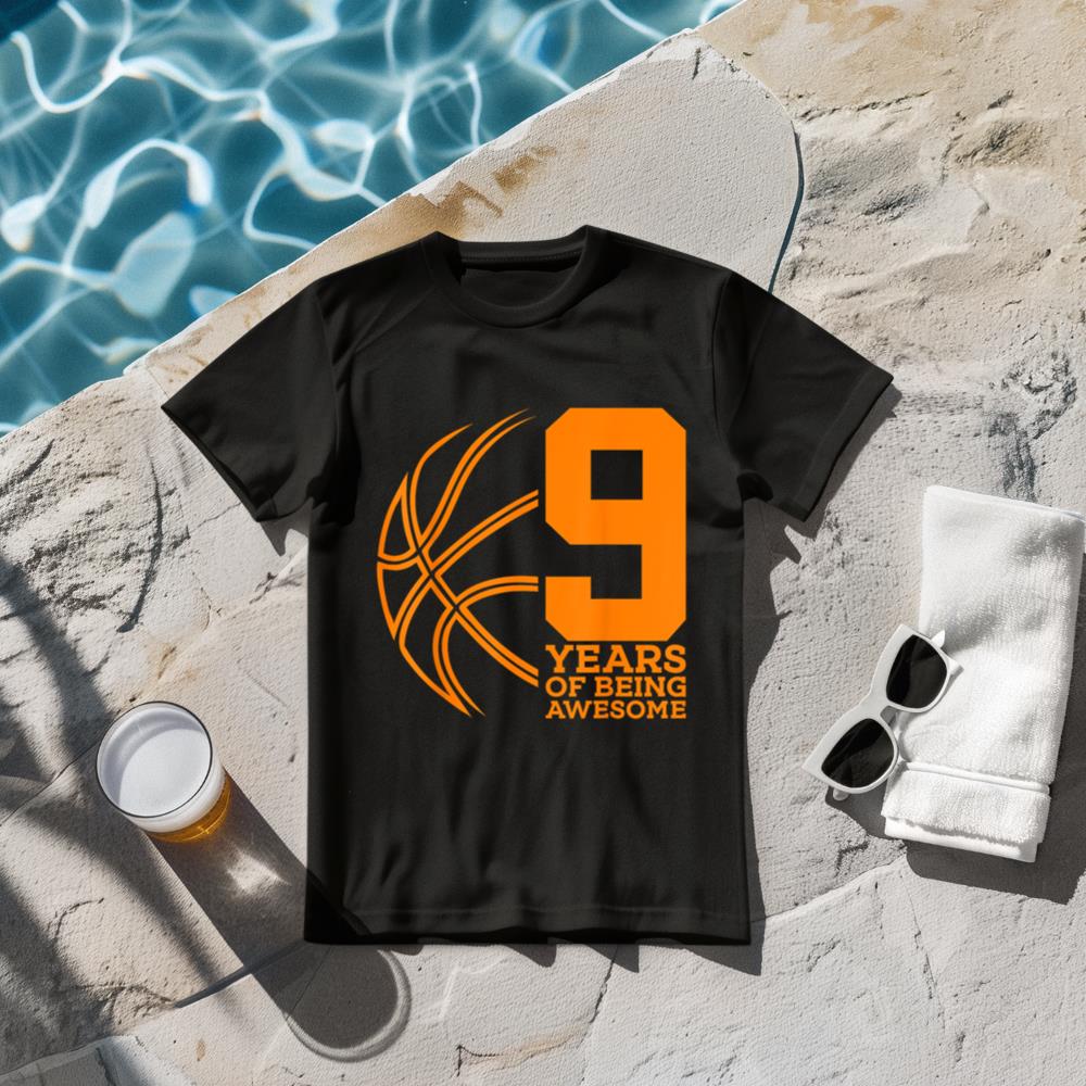 9 YEARS OF BEING AWESOME BASKETBALL 9TH BIRTHDAY T-Shirt