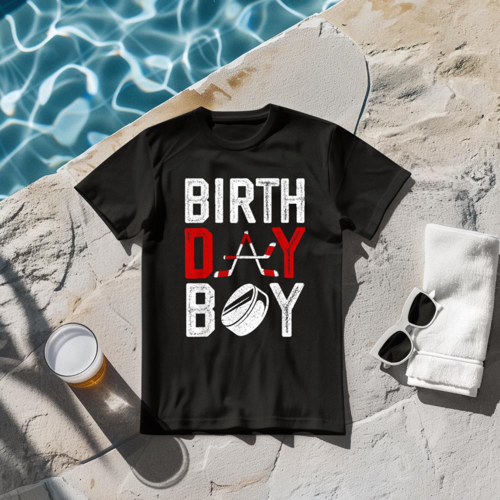 Boy Birthday Party Decorations Hockey Winter Sports Fans T-Shirt