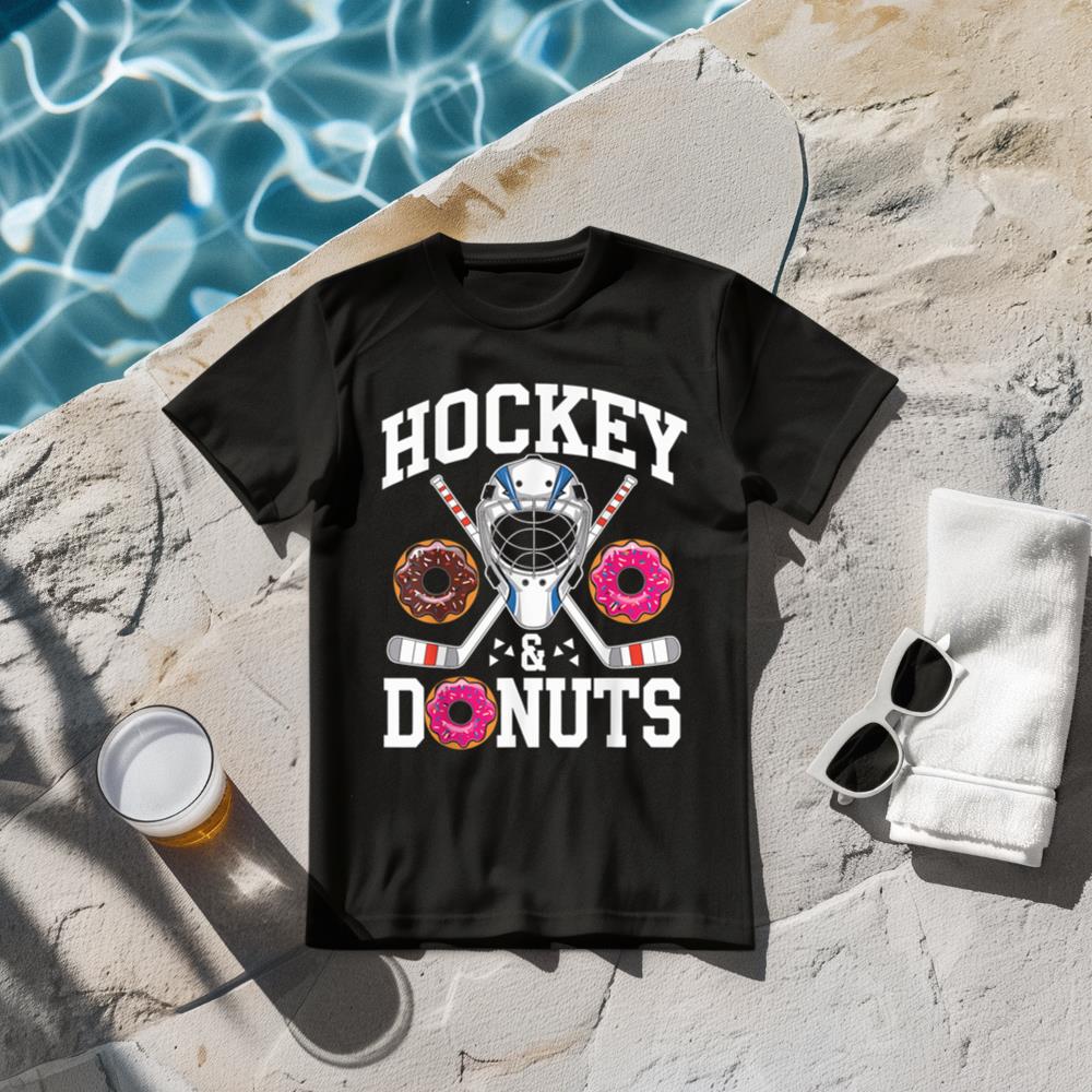 Hockey and Donuts Funny Sports and Snack T-Shirt