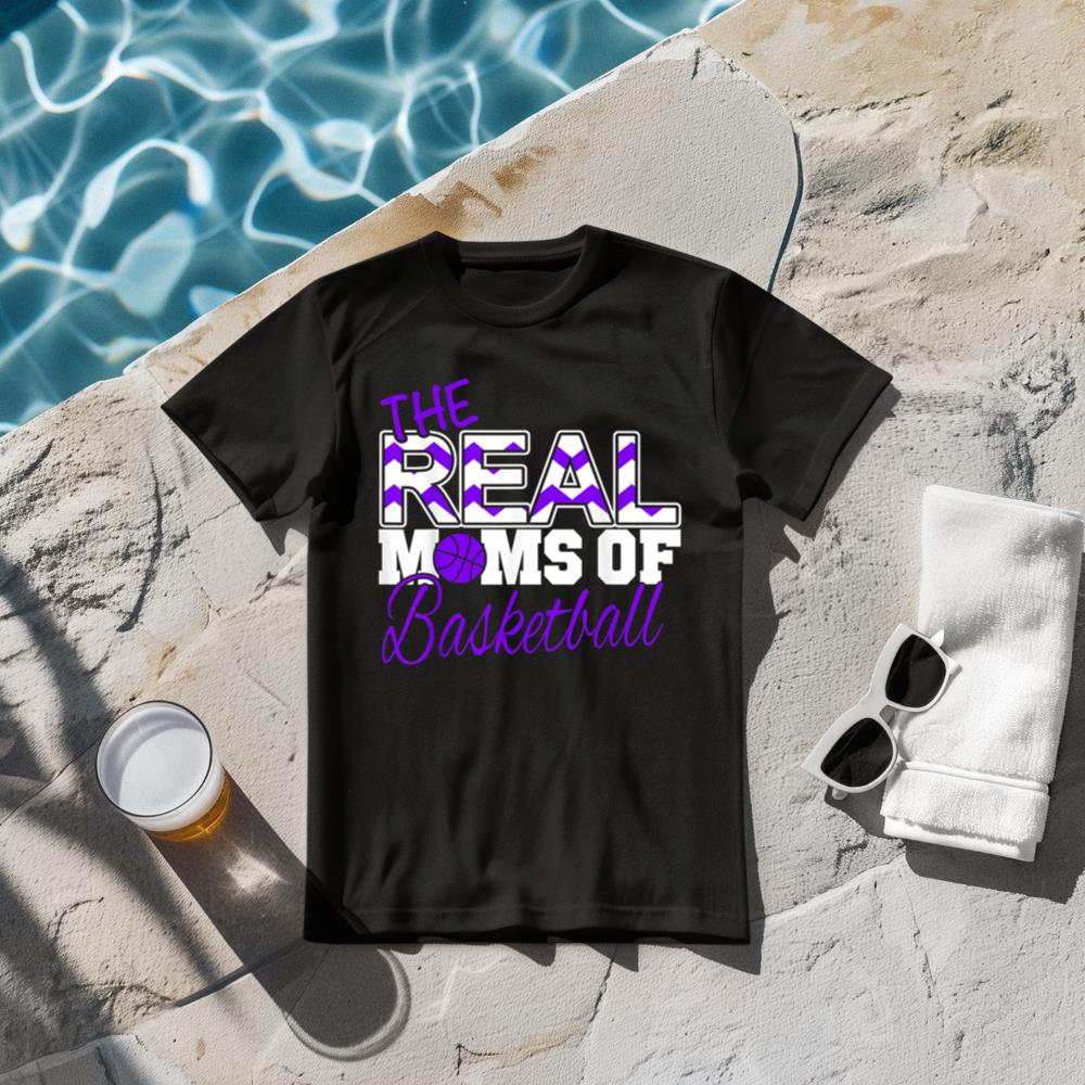 Real Moms of Basketball Shirt - Purple Basketball Mom Tee T-Shirt