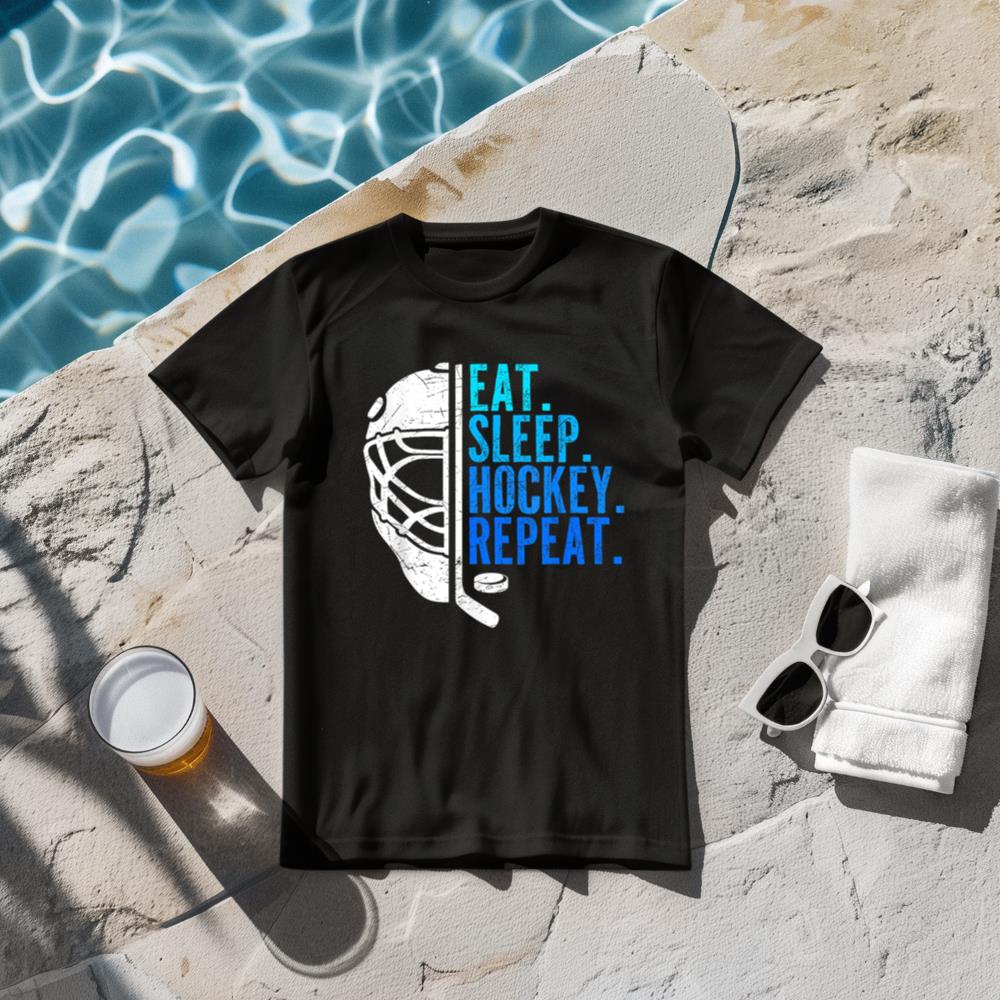 Eat Sleep Hockey Repeat Funny Boys Hockey Player T-Shirt