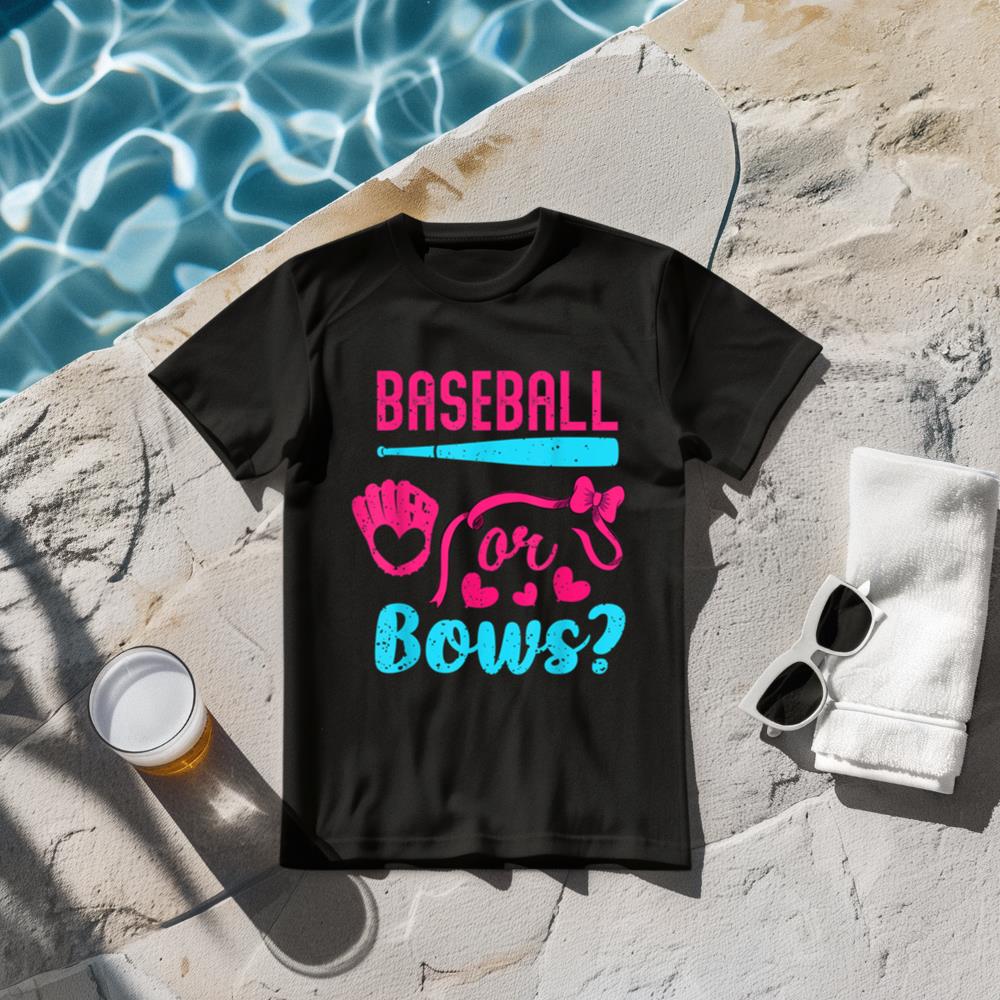 Gender Reveal Shirt - Baseball or Bows Gender Reveal T-Shirt