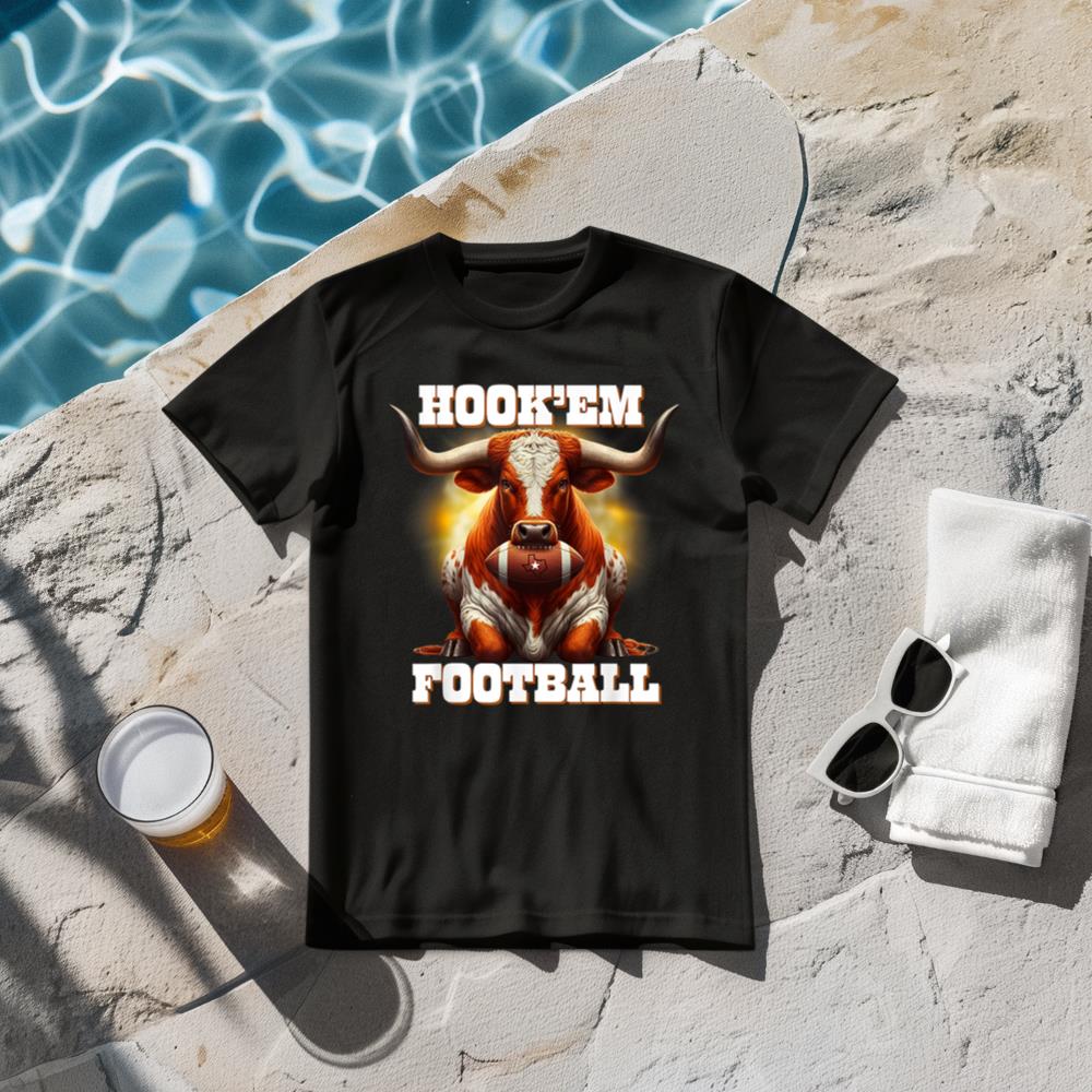 Hook'em State of Texas Football with Hair and Horns T-Shirt