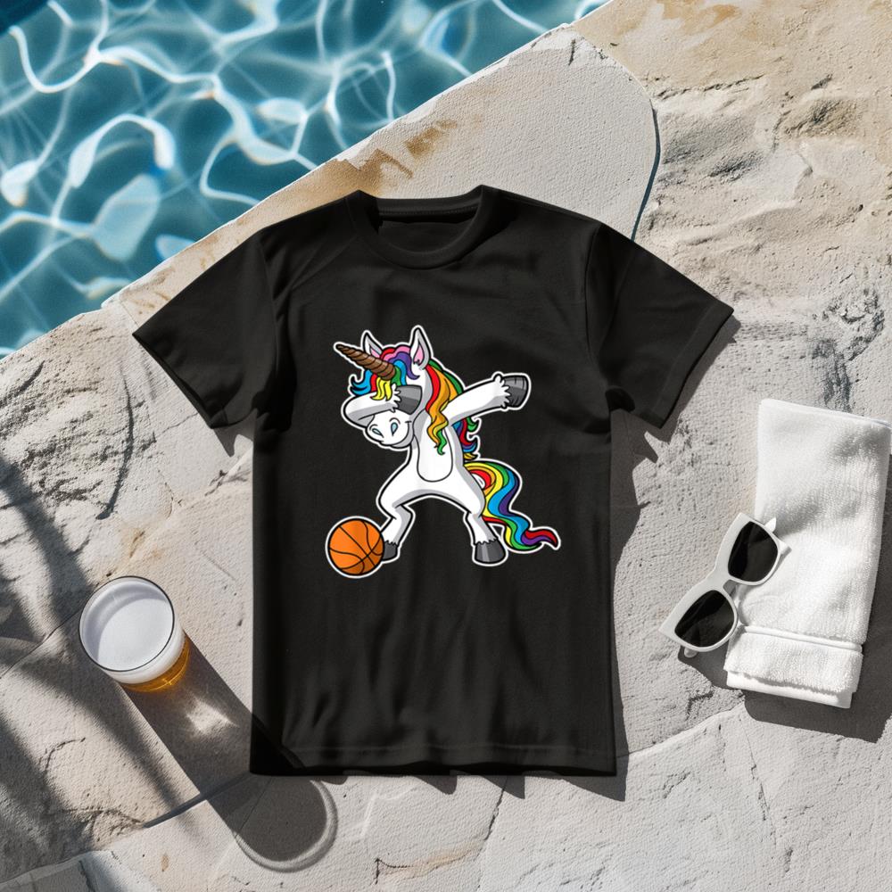 Unicorn Girls Dabbing Basketball Dab Kids Youth T-Shirt