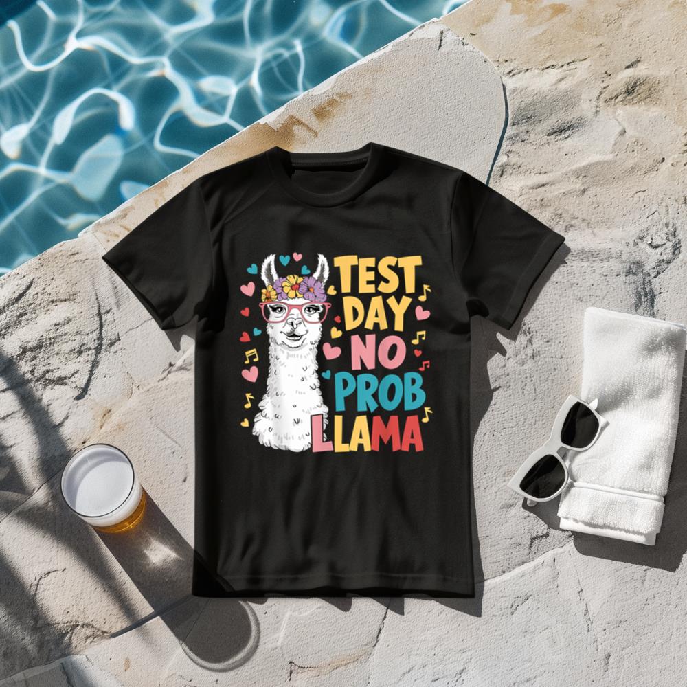 Test Day No Prob-llama Llama Teacher Testing Day T-Shirt